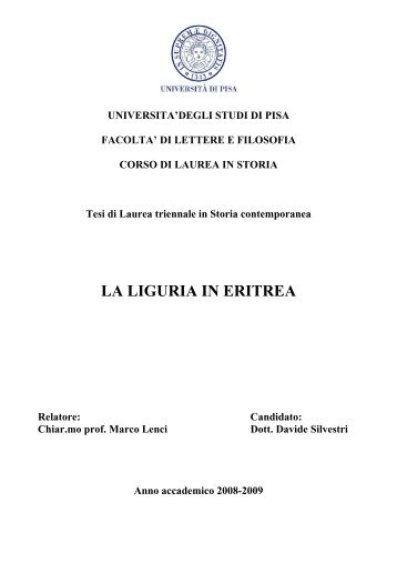 La Liguria in Eritrea, Davide Silvestri - È uscito