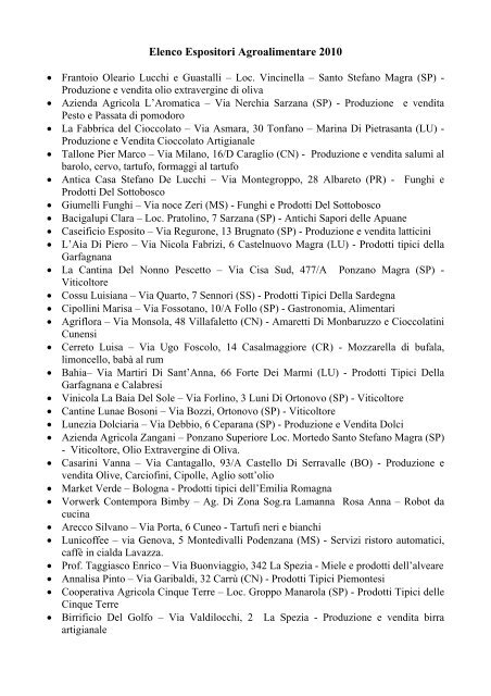 elenco espositori (file pdf) - CCIAA della Spezia
