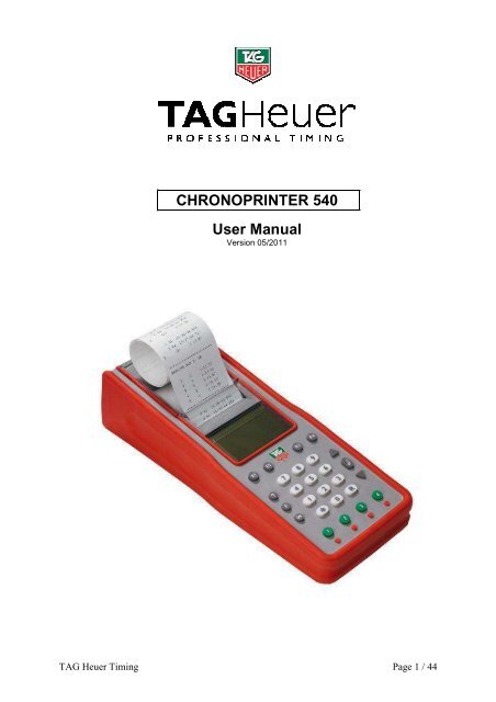 User s manual TAG Heuer Timing Systems