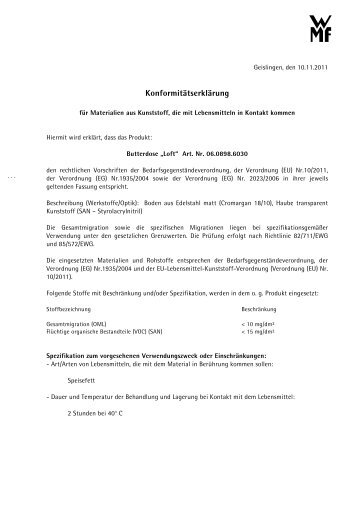 Konformitätserklärung - Wmf