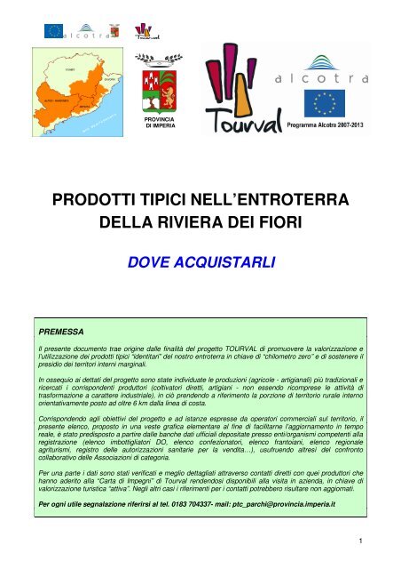 elenco delle Aziende di Prodotti Tipici - Riviera dei Fiori