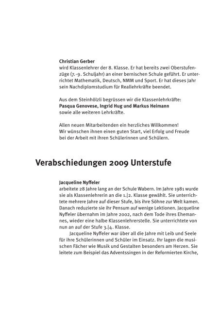 2 Schulleitung der Schule Wabern 6 Editorial 8 ... - Schulen Wabern