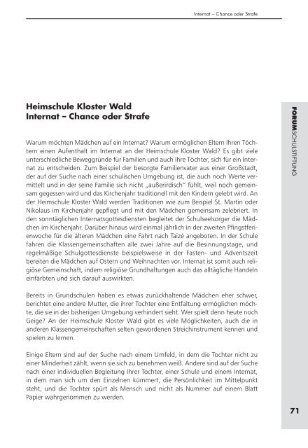 Heimschule Kloster Wald Internat Chance Oder Strafe