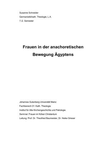 Frauen in der anachoretischen Bewegung Ägyptens - vaticarsten.de