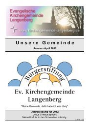 U nsere G emeinde - Evangelische Kirchengemeinde Langenberg