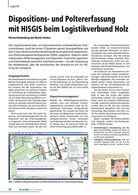 und Poltererfassung mit HISGIS beim Logistikverbund Holz - con terra