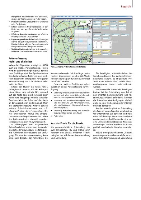 und Poltererfassung mit HISGIS beim Logistikverbund Holz - con terra