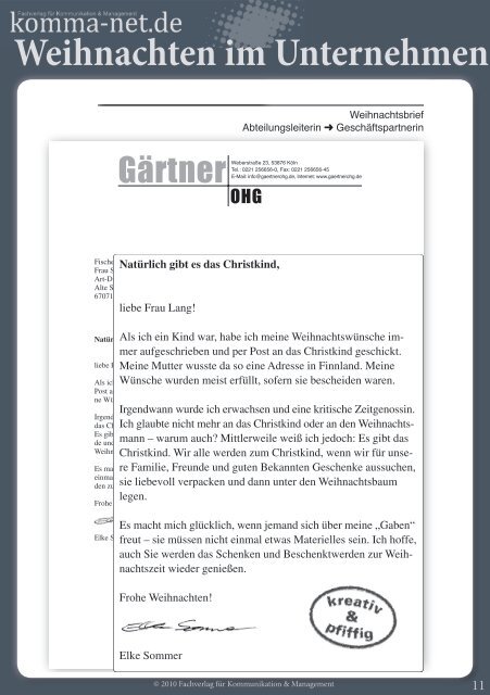Weihnachten im Unternehmen - Komma-Net.de