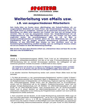 Weiterleitung von eMails usw. - Content-Corner