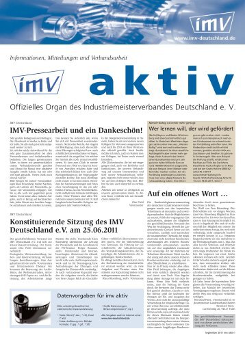Offizielles Organ des Industriemeisterverbandes ... - IMV Ingolstadt