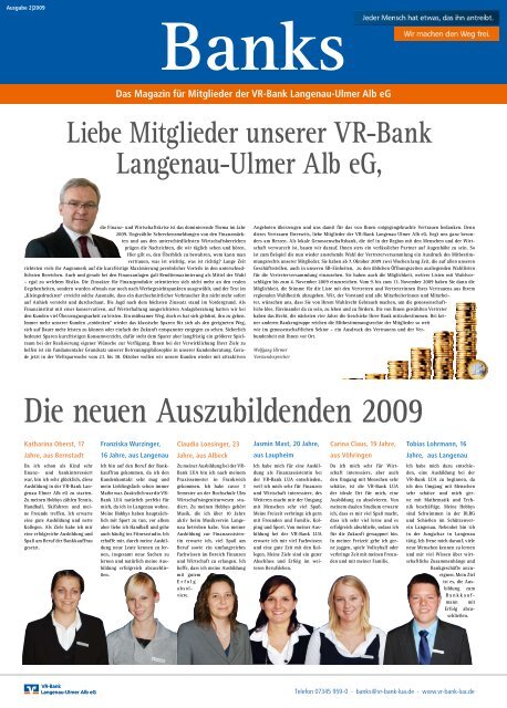 Die neuen Auszubildenden 2009 - VR-Bank Langenau-Ulmer Alb eG