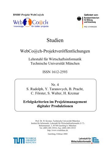 Erfolgskriterien im Projektmanagement digitaler Produktionen - zur ...