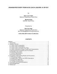 URANIUM RECOVERY FROM ACID LEACH LIQUORS: IX OR SX?