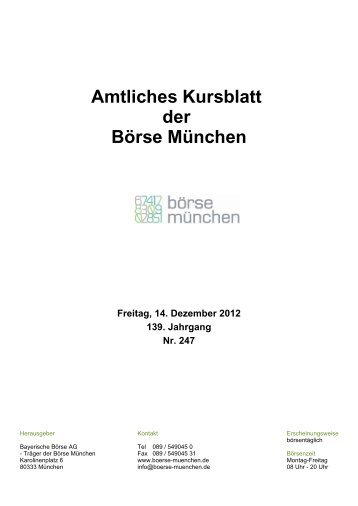 Amtliches Kursblatt der Börse München