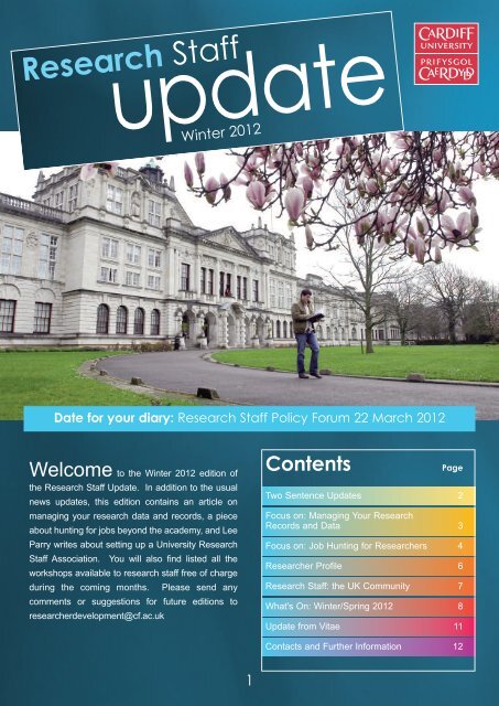 Research Staff Update - Winter 2012 - Cardiff University