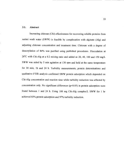 Surimi wash water treatment by chitosan-alginate complexes