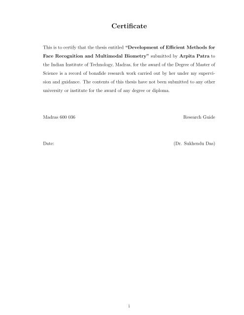 Master Thesis - Department of Computer Science