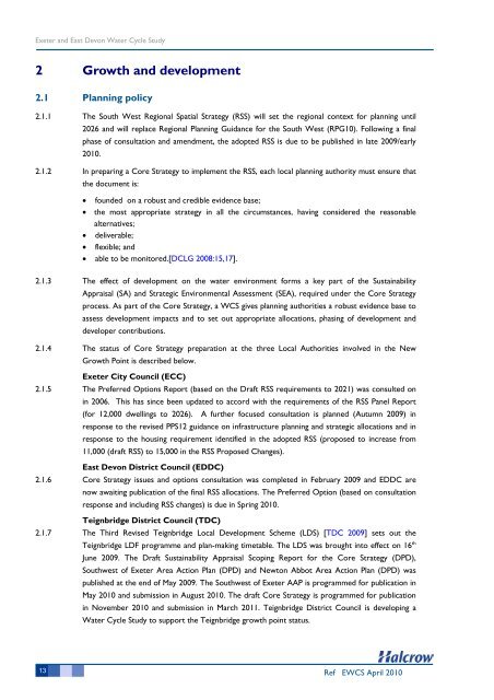 Water Cycle Study - East Devon District Council