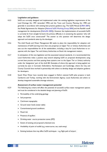 Water Cycle Study - East Devon District Council