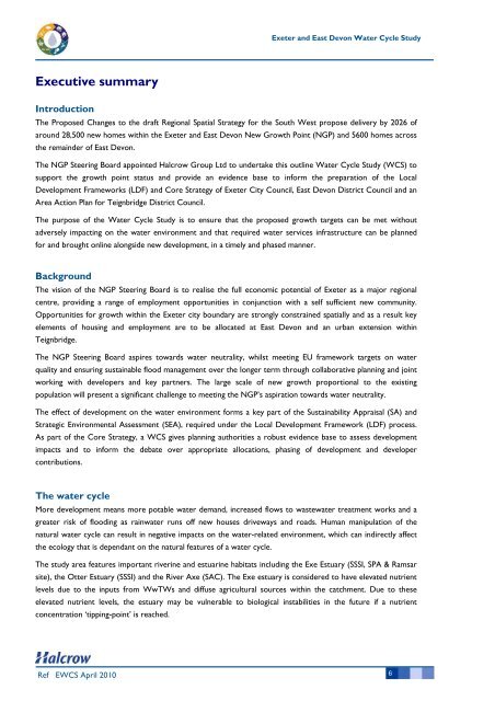 Water Cycle Study - East Devon District Council