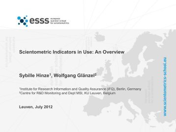 Scientometric indicators in use