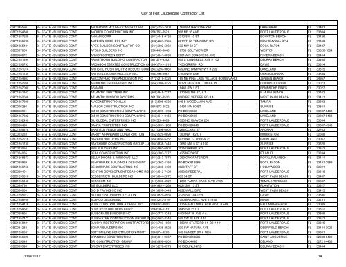 City of Fort Lauderdale Contractor List (2)