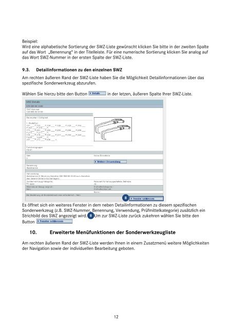 Hilfedokument für die Mercedes-Benz Sonderwerkzeug-Datenbank