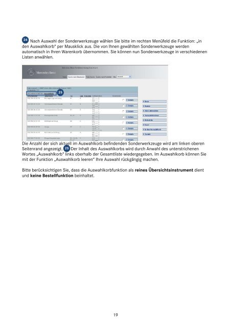 Hilfedokument für die Mercedes-Benz Sonderwerkzeug-Datenbank