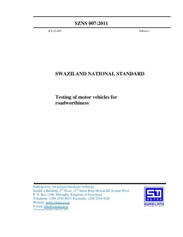 SWAZILAND NATIONAL STANDARD Testing of motor ... - Members