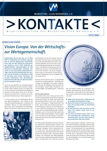 Vision Europa. Von der Wirtschafts- zur Wertegemeinschaft.