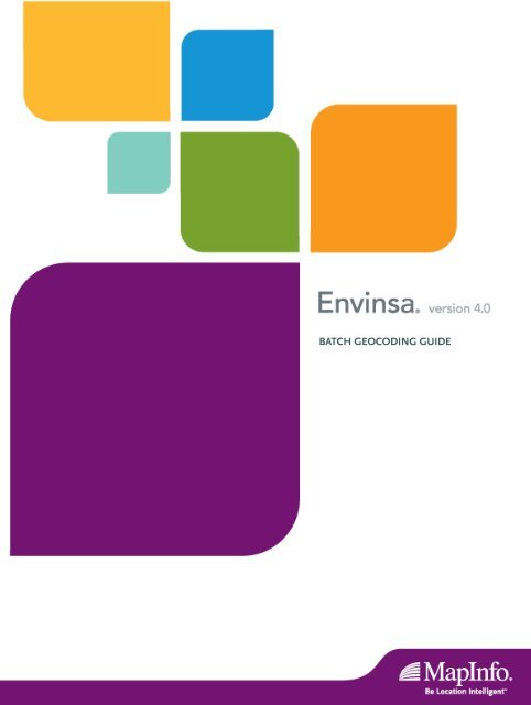 Envinsa Batch Geocding Guide - Documentation - MapInfo