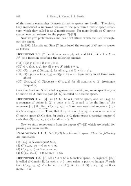 (A) IN G-METRIC SPACES 1. Introduction In 1922, Banach