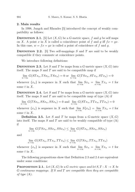 (A) IN G-METRIC SPACES 1. Introduction In 1922, Banach