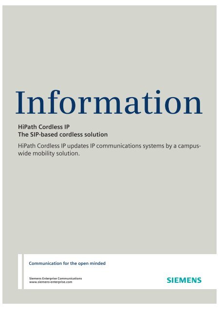 HiPath Cordless IP data sheet - Siemens Enterprise Communications