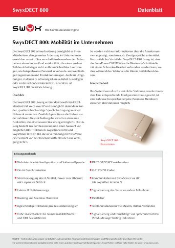 Swyx Datenblatt - SwyxDECT 800 (DE) 03.2010.cdr - MOORnetworks