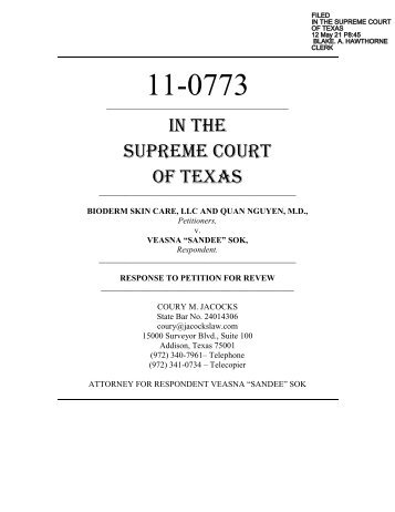 Response to Petition - Filed - Supreme Court of Texas