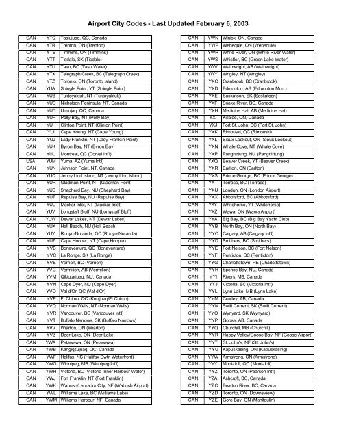 US Airport Codes