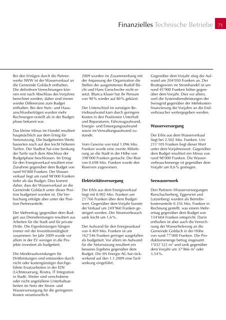 Geschäftsbericht 2009 - Stadt Rorschach
