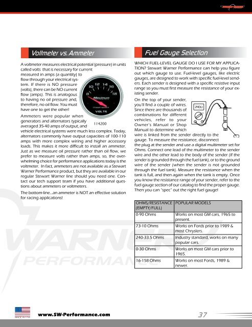 Stewart Warner Performance Catalog - Auto Electric Service, Inc.