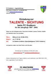 Einladung zur TALENTE - SICHTUNG beim FC Gratkorn für die - StFV