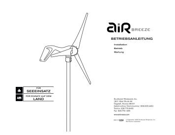 BetrieBsanleitung lanD seeeinsatZ - Southwest Windpower