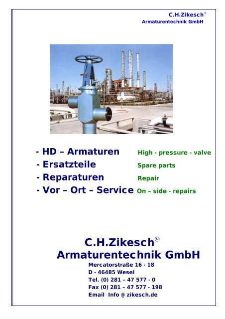 Zikesch - Lieferprogramm - CH Zikesch Armaturentechnik GmbH