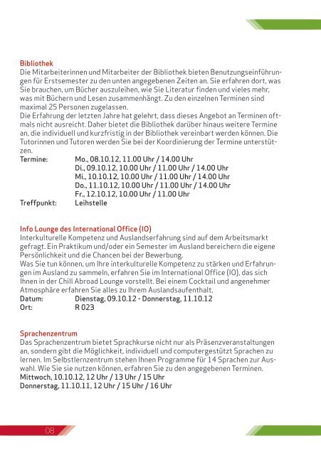 Die Infobroschüre der Auftakttage 2012 finden ... - Universität Vechta