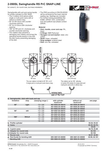 2-090SL Swinghandle RS PrC SNAP-LINE - Dirak