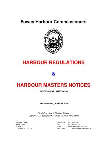 harbour regulations & harbour masters notices - Fowey Harbour