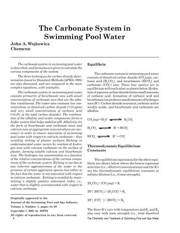 The Carbonate System in Swimming Pool Water - jspsi