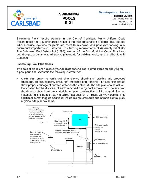 SWIMMING POOLS B-21 - City of Carlsbad