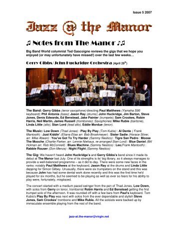 Notes from The Manor - Jazz at the Manor