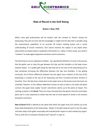 Rate Of Recoil In The Golf Swing - Golf BioDynamics