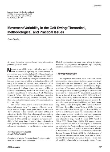 Movement Variability in the Golf Swing: Theoretical - Paul S Glazier ...